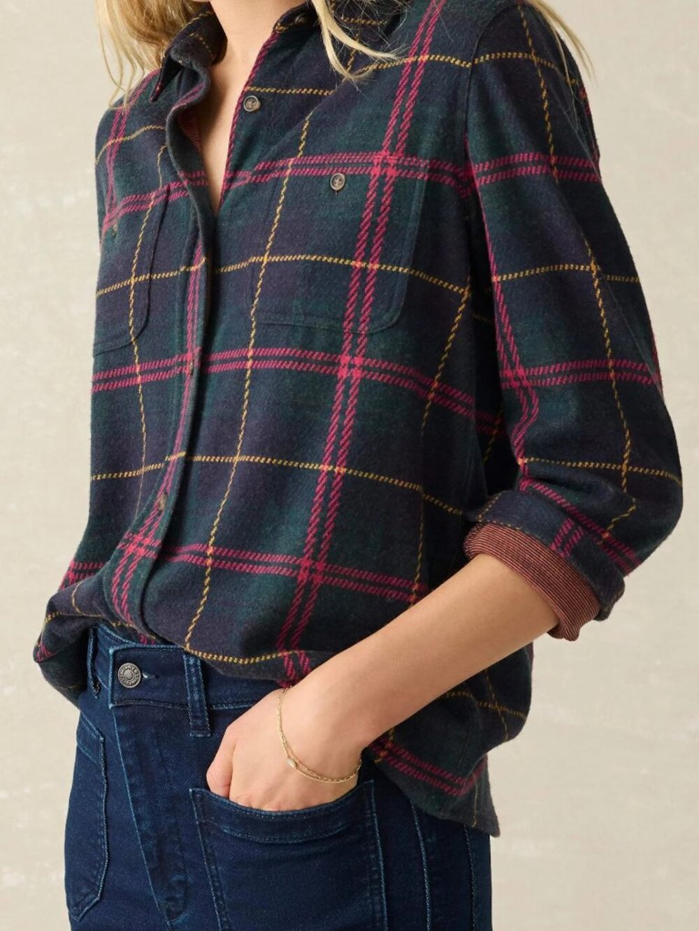 Faherty Brand Legend Sweater Shirt - Medium - outer limits plaid navy